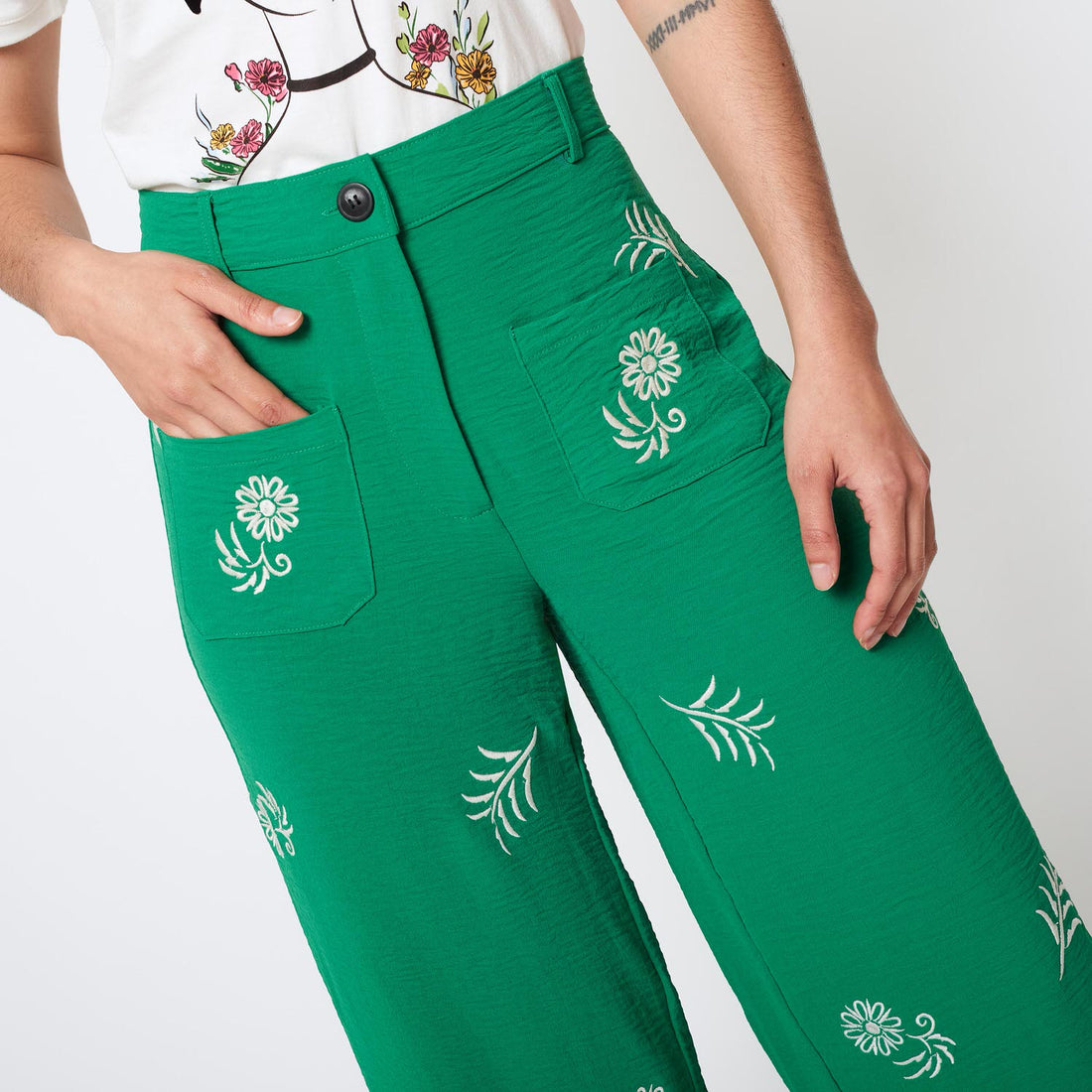 Pantalon Flor Verde